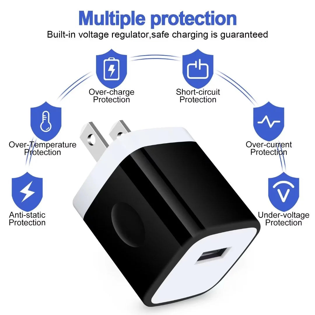 Charger Block,Usb Wall Charger Adapter with Coiled Type C Cable 6Ft, 5V/1A Wall Charger Block Fast Charging Station Power Base Charger Block Plug Brick Usb Wall Charger
