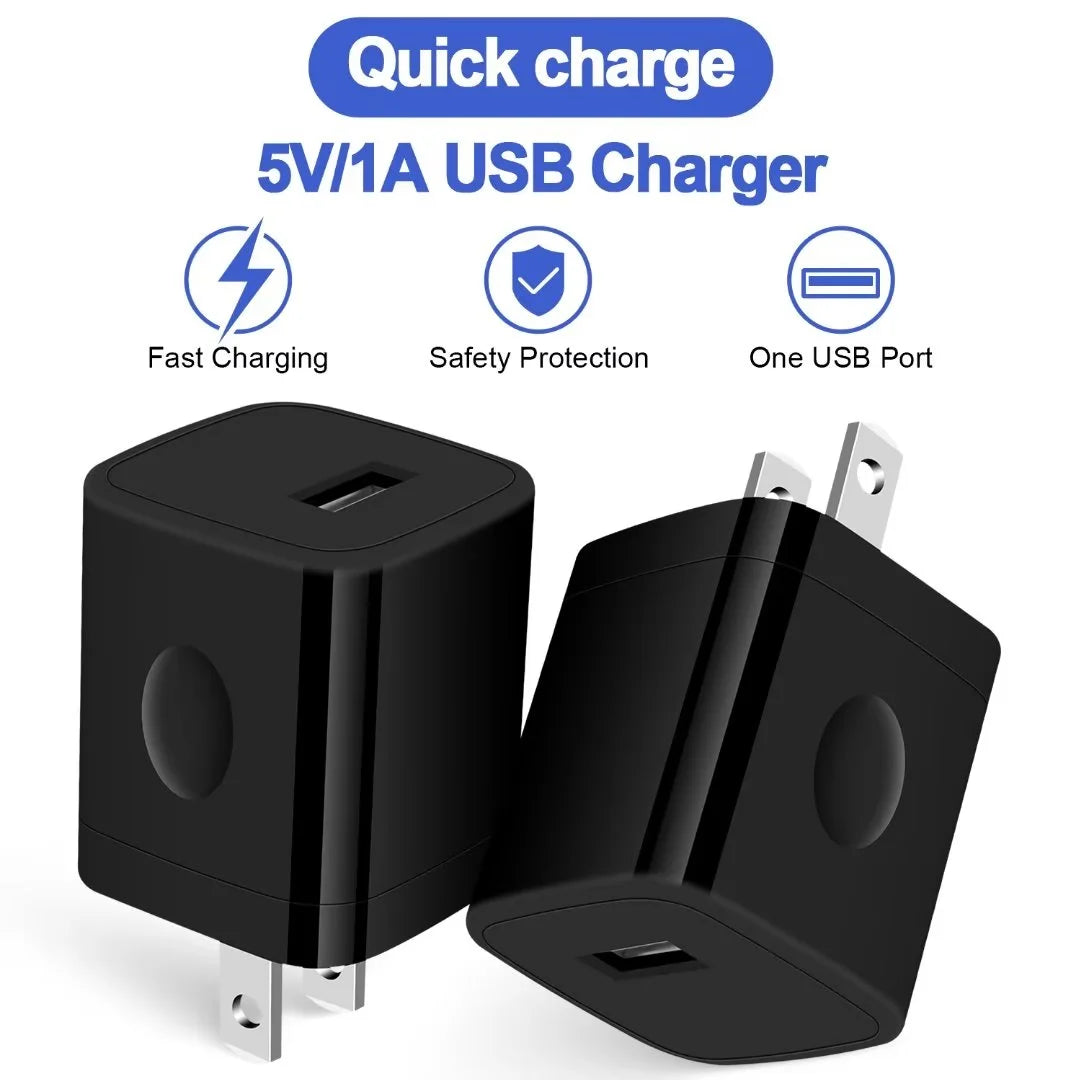 Charger Block,Usb Wall Charger Adapter with Coiled Type C Cable 6Ft, 5V/1A Wall Charger Block Fast Charging Station Power Base Charger Block Plug Brick Usb Wall Charger