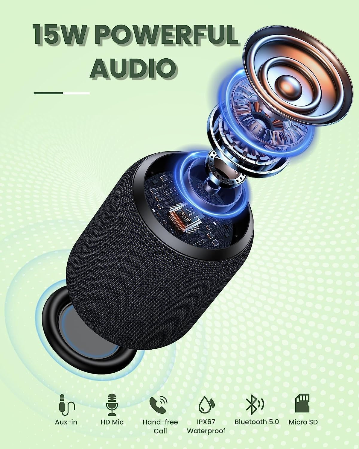 NOTABRICK Bluetooth Speaker, 15W Portable Speakers Bluetooth